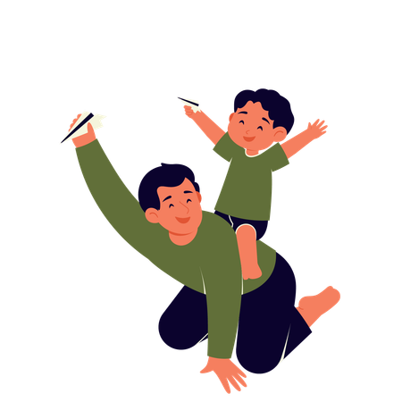 Padre e hijo jugando  Ilustración