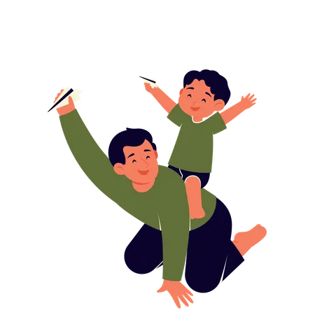 Padre e hijo jugando  Ilustración