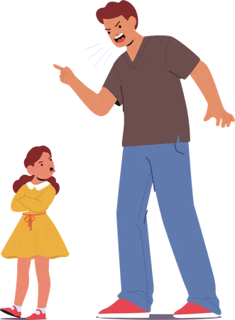 Padre furioso le grita a su hija  Ilustración