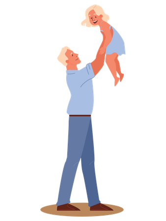 Padre levantando a su hija  Ilustración