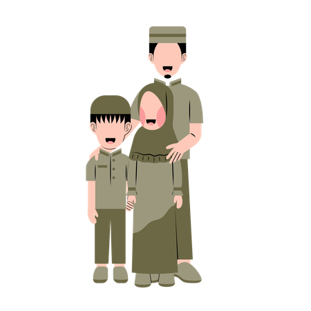 Padre musulmán con sus hijos.  Ilustración