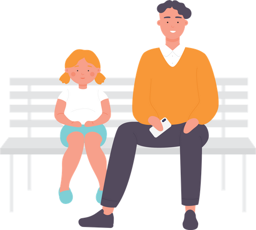 Padre sentado con hija  Ilustración