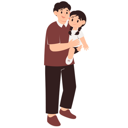 Padre sosteniendo hija  Ilustración