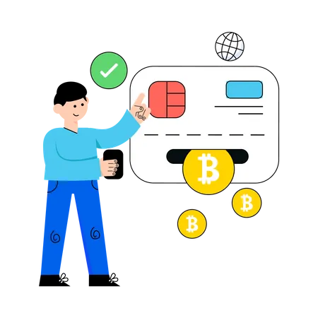 Pagamento com cartão bitcoin  Ilustração