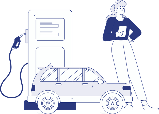 Pagar através de cartão ATM para tanque de carro  Ilustração