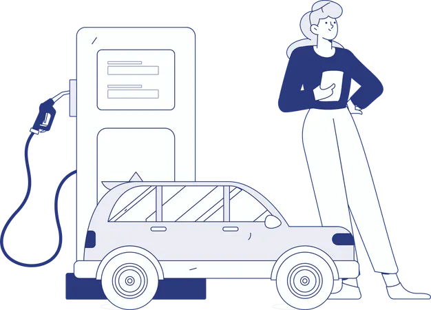 Pagar através de cartão ATM para tanque de carro  Ilustração