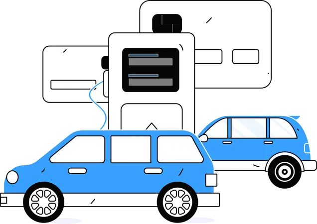 Pagamento com cartão feito para gasolina de carro  Ilustração