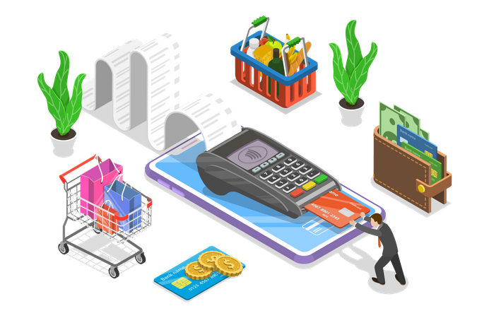 Pagamento com cartão  Ilustração