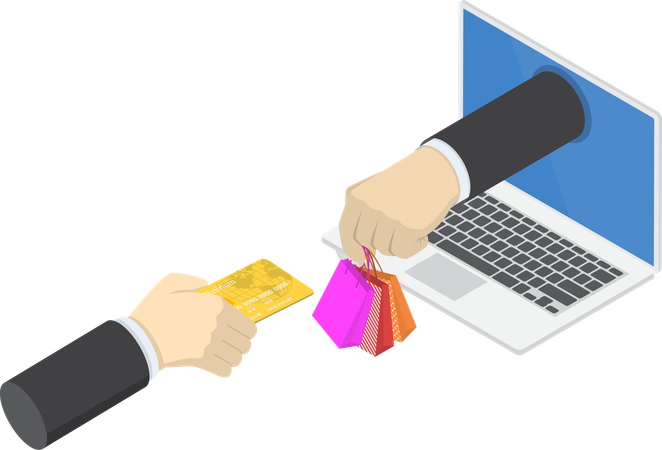 Pagamento com cartão para compras online  Ilustração