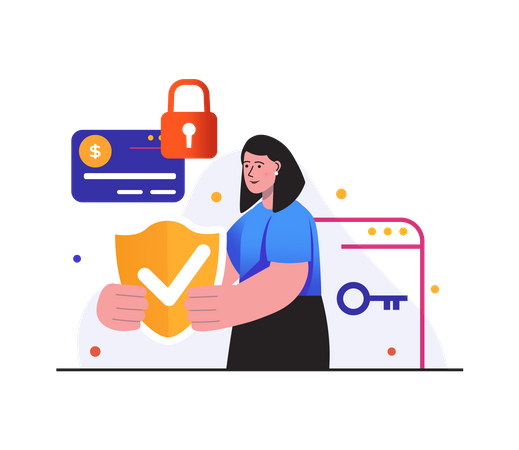 Pagamento com cartão seguro  Ilustração