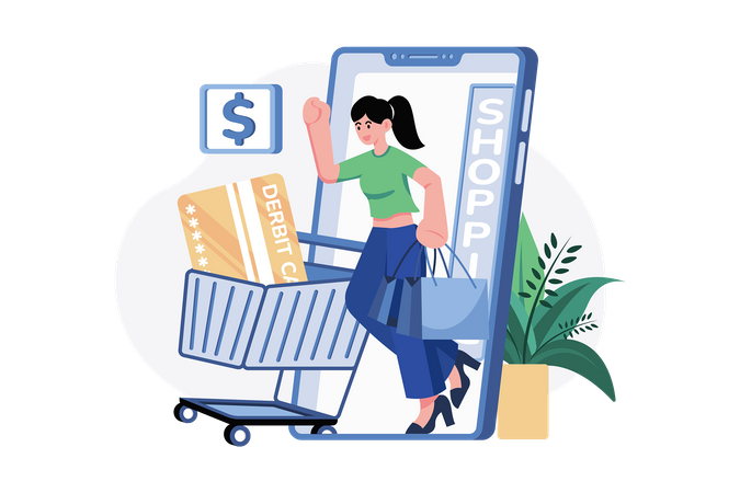 Pagamento de compras pelo celular  Ilustração