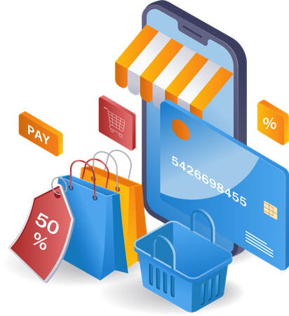 Pagamento de compras on-line  Ilustração