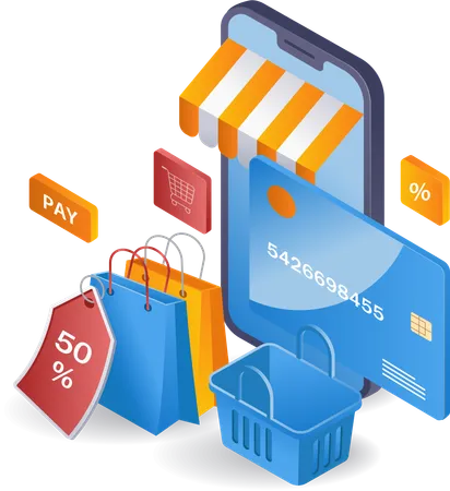 Pagamento de compras on-line  Ilustração