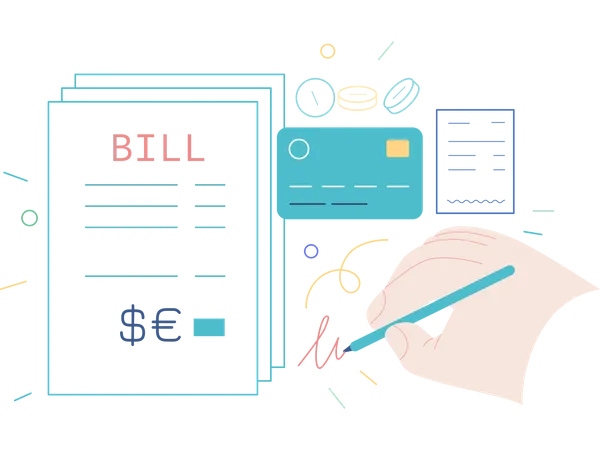 Pagamento de contas hospitalares com cartão  Ilustração