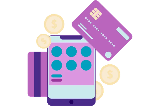 Pagamento on-line com cartão de crédito  Ilustração