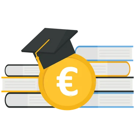 Pagar las tasas de educación con dinero en euros  Ilustración