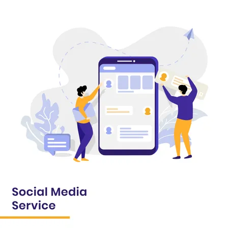 Page de destination pour les services de médias sociaux  Illustration