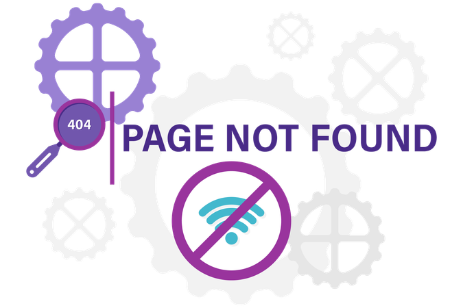 Page not found with gear  Illustration