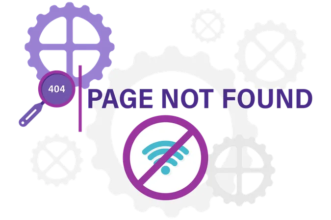 Page not found with gear  Illustration