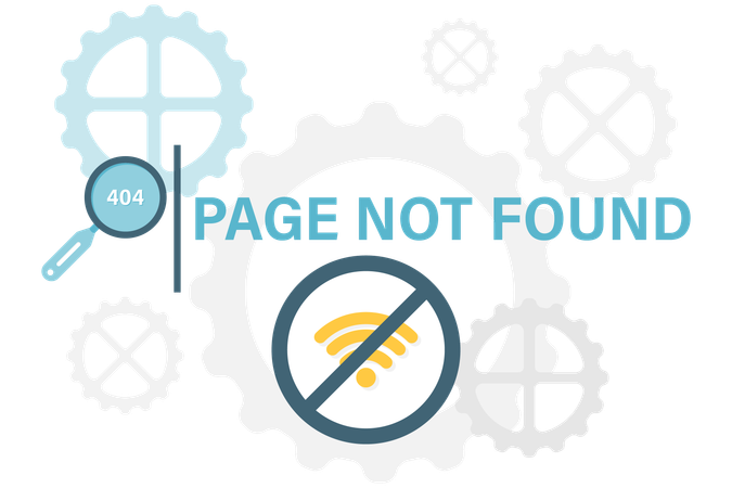 Page not found with gear  Illustration