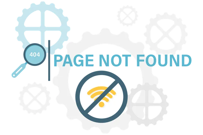 Page not found with gear  Illustration