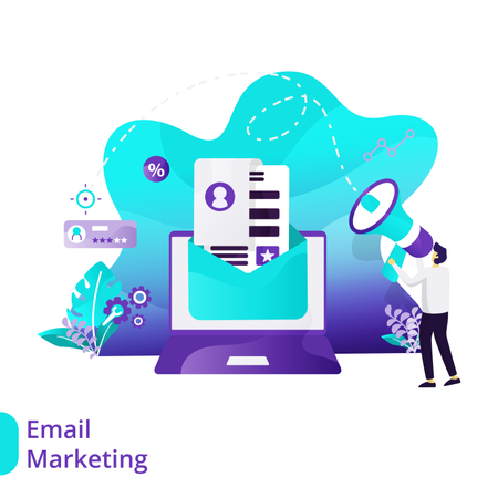 Página inicial de email marketing  Ilustração