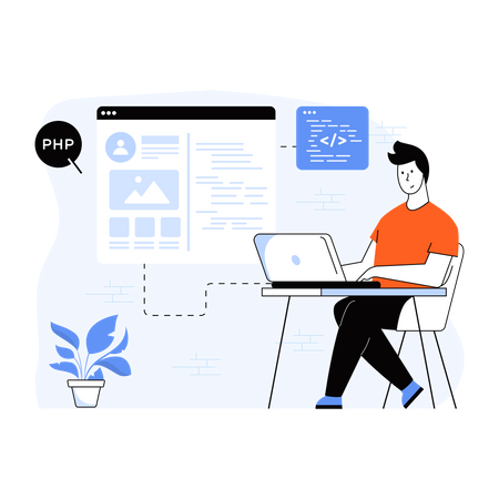 Página inicial de codificação do desenvolvedor PHP  Ilustração