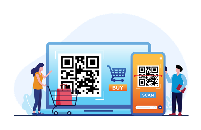 Pago con código QR  Ilustración