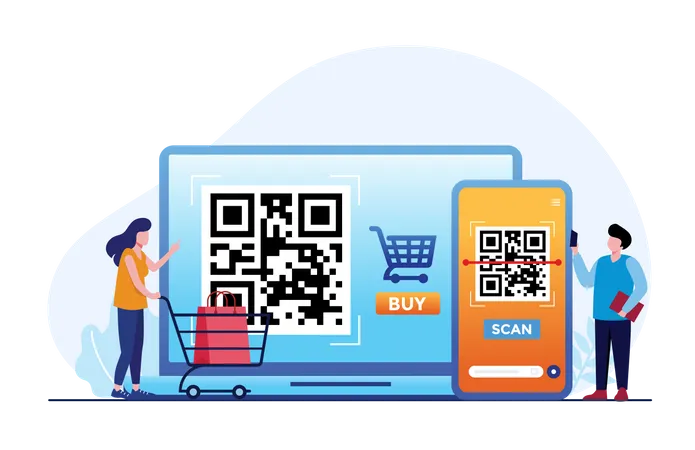 Pago con código QR  Ilustración