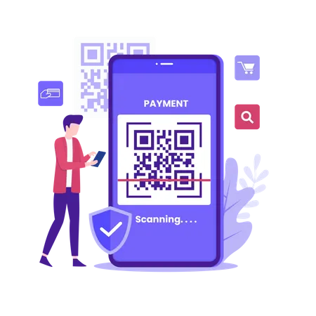 Pago con código QR  Ilustración