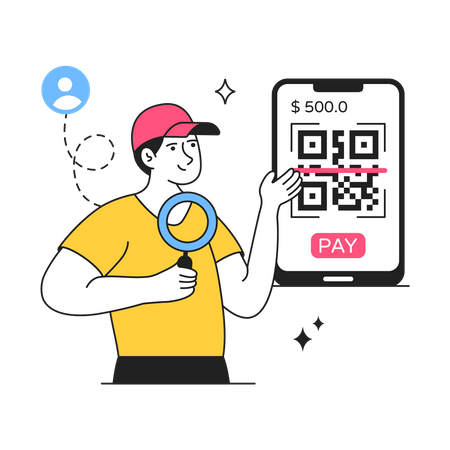 Pago con código QR  Ilustración