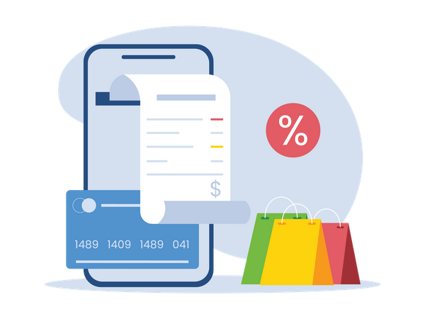 Pago de compras en línea  Ilustración