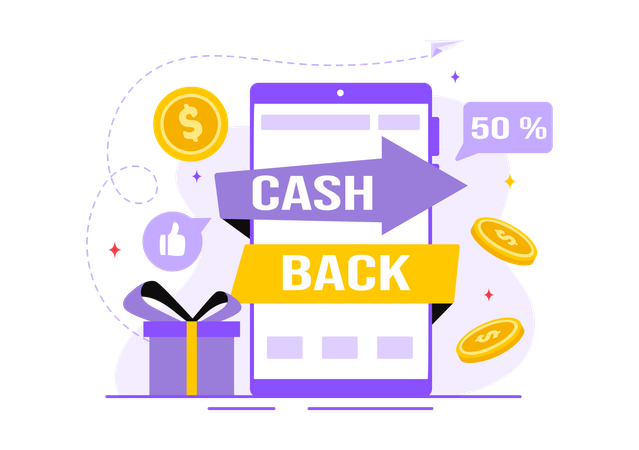 Pago financiero a dinero Cashback  Ilustración