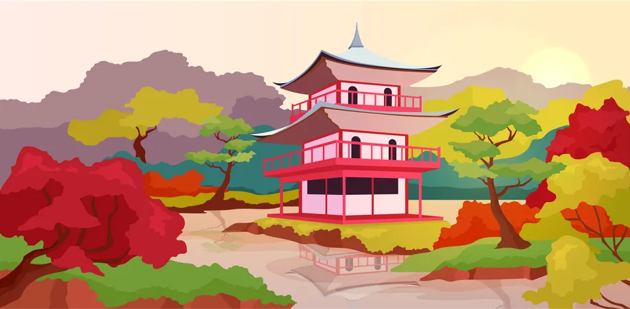 Pagoda asiática  Ilustración