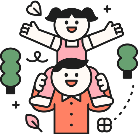 Pai carregando filha  Ilustração