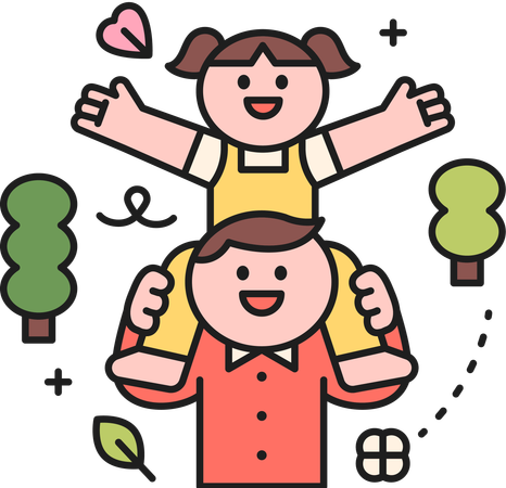 Pai carregando filha  Ilustração