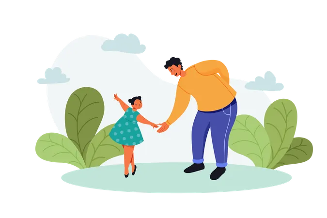 Pai dançando com filha no Dia dos Pais  Ilustração