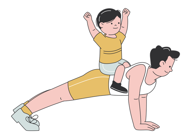 Pai e filho se exercitando juntos  Ilustração