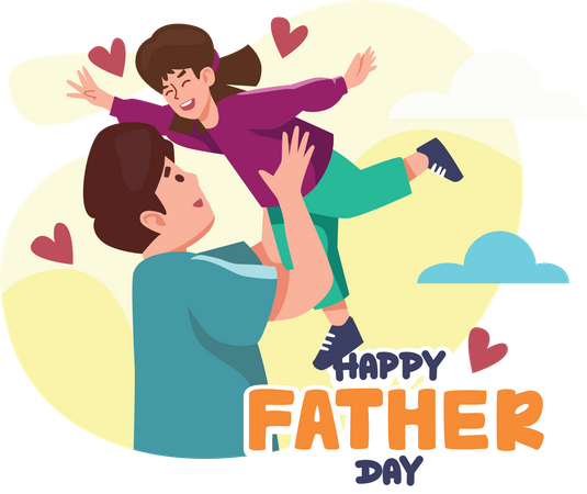 Pai levantando sua filha  Ilustração