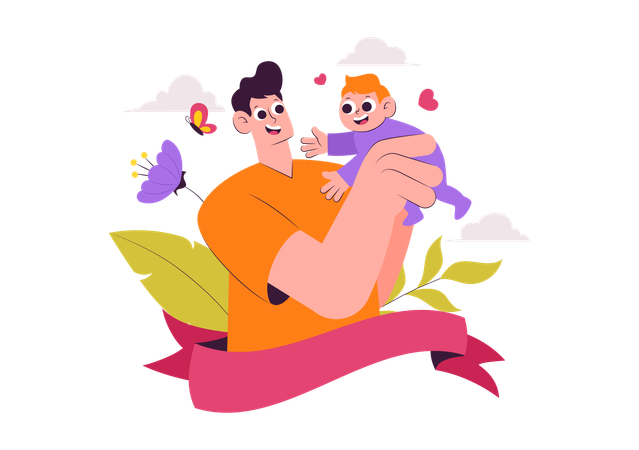 Pai segurando filho  Ilustração