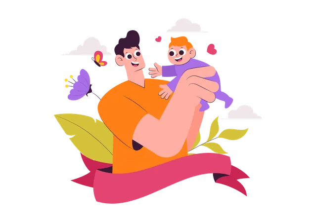 Pai segurando filho  Ilustração