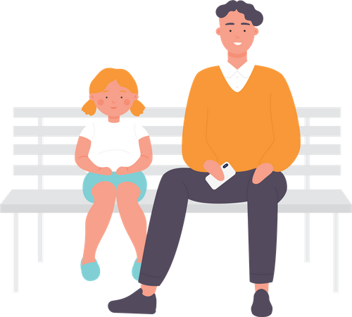 Pai sentado com filha  Ilustração