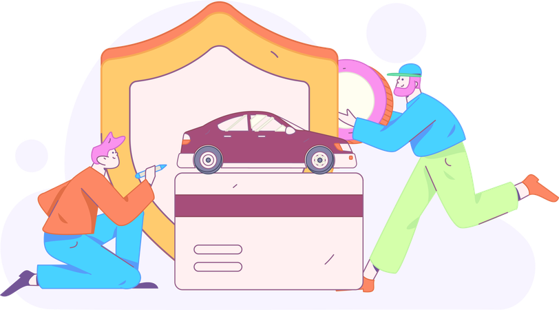 Paiement d'assurance auto en ligne  Illustration