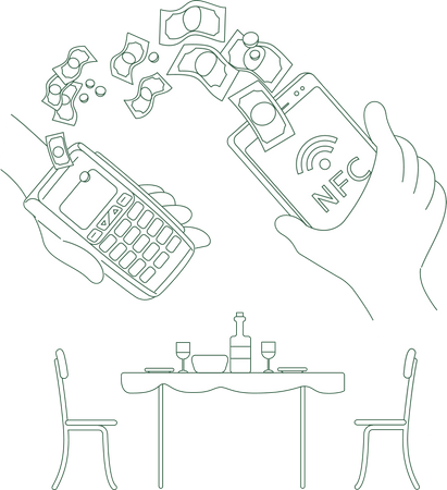 Paiement au restaurant par NFC  Illustration