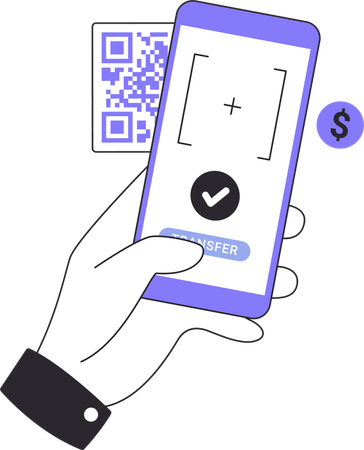 Paiement avec smartphone scan to pay code-barres  Illustration