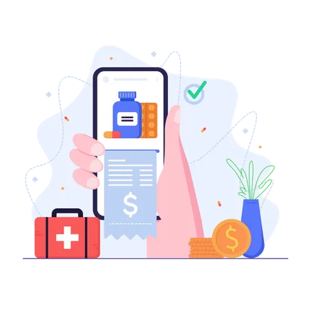 Paiement de facture médicale en ligne  Illustration