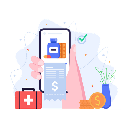 Paiement de facture médicale en ligne  Illustration