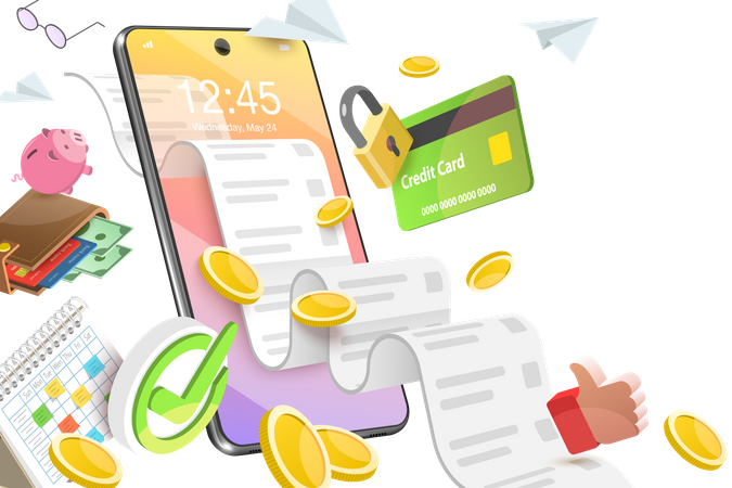 Paiement de facture mobile  Illustration