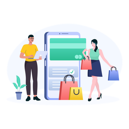 Paiement de factures d'achats en ligne  Illustration