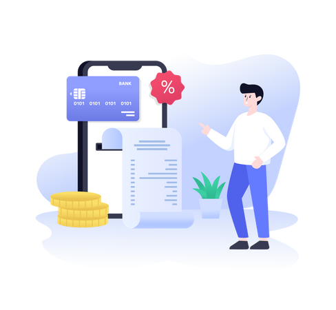 Paiement de factures d'achats en ligne  Illustration